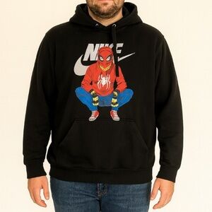 John Lauren Spider-Man Graphic Hoodie Black Kangaroo Pocket Pullover Unisex M